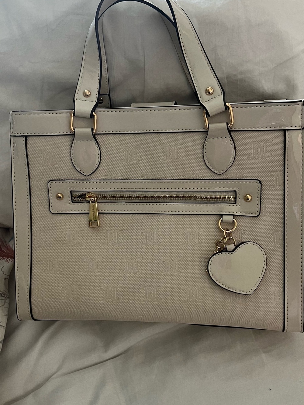 Juicy couture Cream Structured Bag with Heart Charm